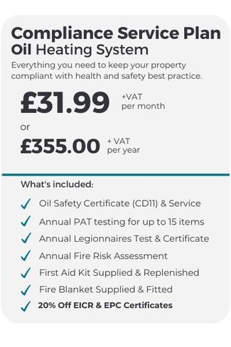 Compliance service plan. Oil heating system. £31.99 + VAT per month.