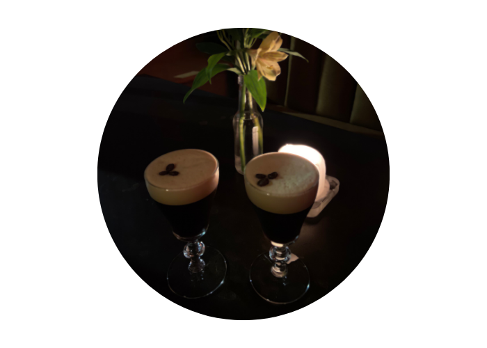 An image of two espresso martinis served in Roland's in Harrogate.