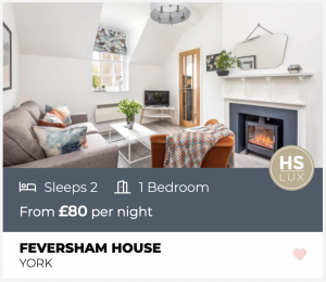 Accommodation: Feversham House in York. Sleeps 2, 1 bedroom, from £80 per night.