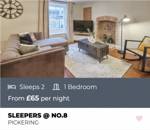 Accommodation: Sleepers @ No.8 in Pickering. Sleeps 2, 1 bedroom, from £65 per night.