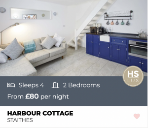 Accommodation: Harbour Cottage in Staithes. Sleeps 4, 2 bedrooms, from £80 per night.