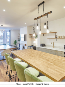 Dining area at Albion House, Whitby. Sleeps 12 guests.