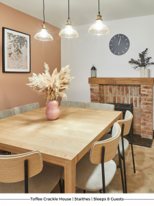 Dining area at Toffee Crackle House, Staithes. Sleeps 8 guests.